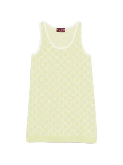 Gucci Gg-motif Mini Dress In Green