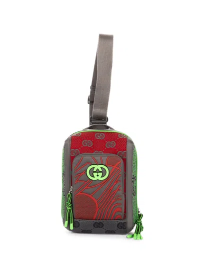 Pre-owned Gucci Gg-pattern Backpack In Red