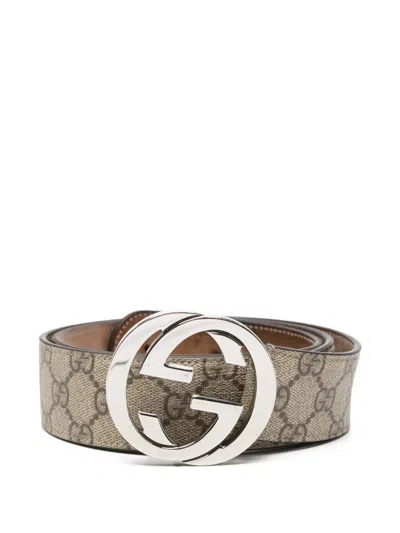 Pre-owned Gucci Gg-pattern Belt In Neutral