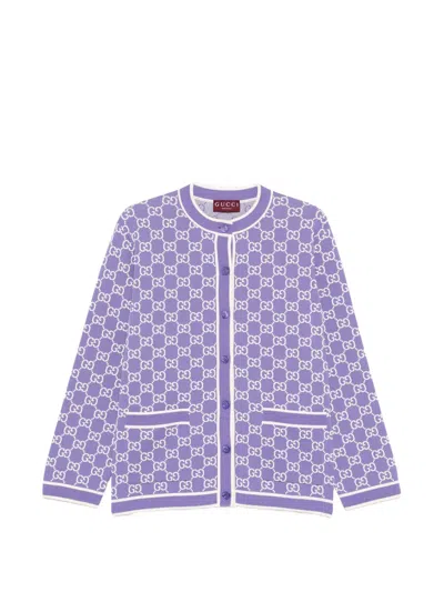Gucci Gg-pattern Cardigan In Purple