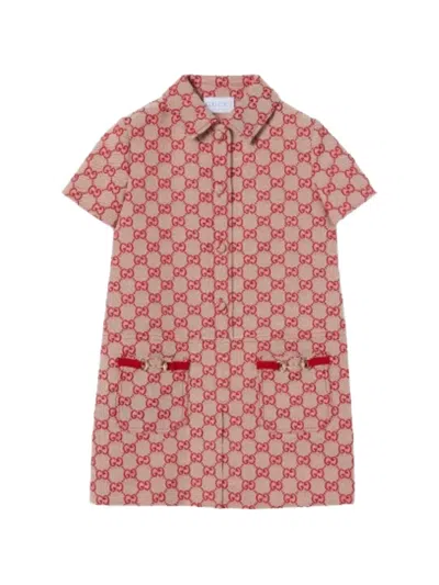 Gucci Kids' Gg-pattern Dress In Neutral