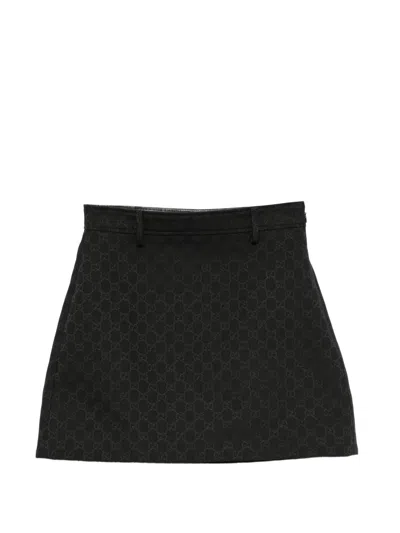 Gucci Gg-pattern Mini Skirt In Black