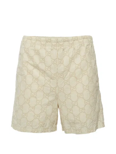 Pre-owned Gucci Gg-pattern Shorts In Neutral