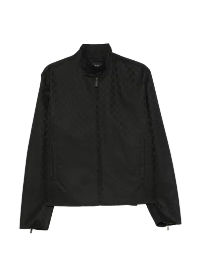 Gucci Gg-monogram Zip-up Jacket In Black