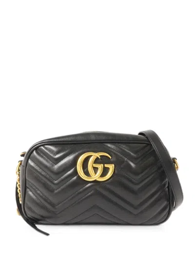 Pre-owned Gucci Gg-plaque Cross-body Bag In Black