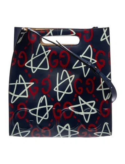 Pre-owned Gucci Ghost Clutch Medium In Blue
