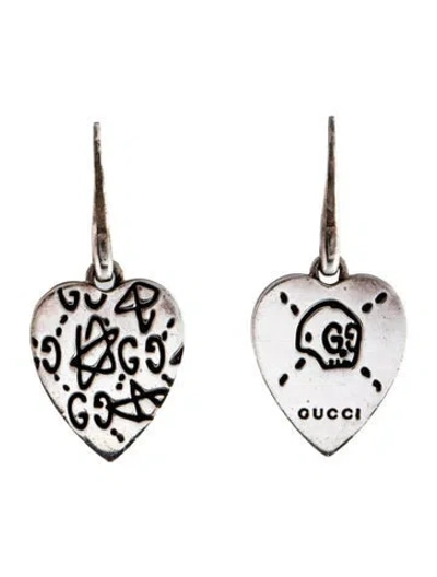 Pre-owned Gucci Ghost Heart Drop Earrings In Multi