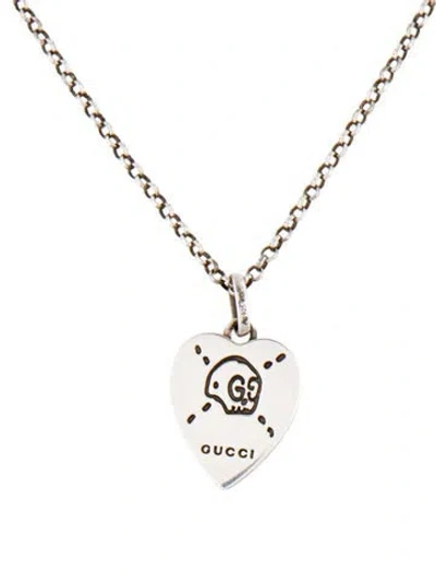 Pre-owned Gucci Ghost Heart Pendant Necklace, 19.75" In Multi