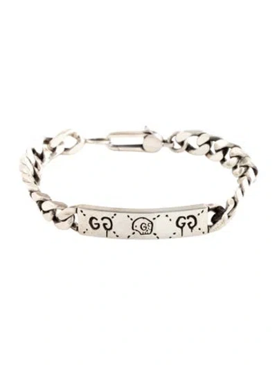 Pre-owned Gucci Ghost Id Chain Bracelet, 6" In Multicolor