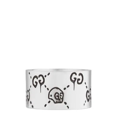 Gucci Ghost Logo Details Ring In White