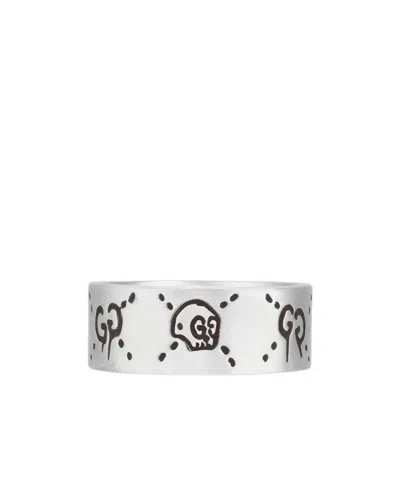 Gucci Ghost Logo Ring In White