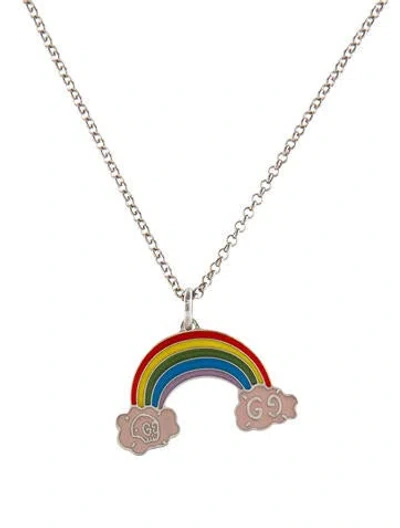 Pre-owned Gucci Ghost Rainbow Pendant Necklace, 19.5" In Multi