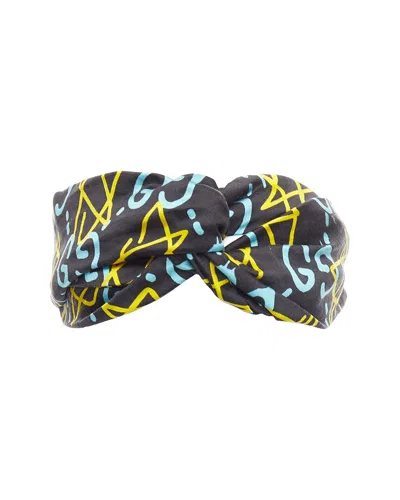Pre-owned Gucci Ghost Silk Graffiti Twist Headband (authentic Pre-loved)