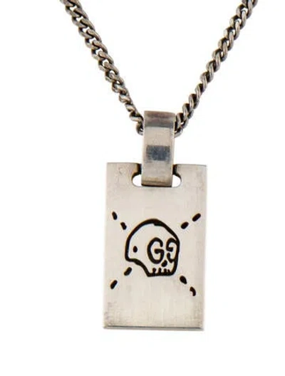 Pre-owned Gucci Ghost Tag Pendant Necklace, 21.75" In Multicolor