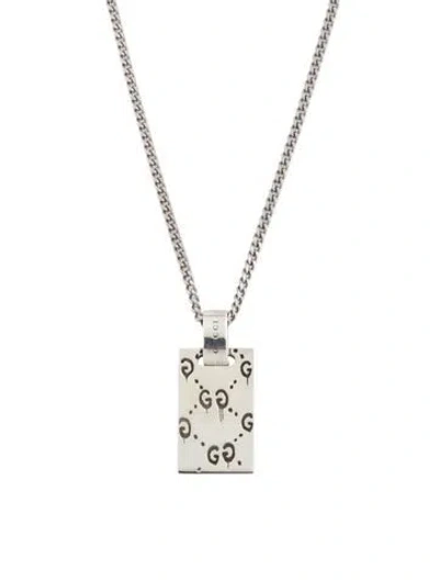 Pre-owned Gucci Ghost Tag Pendant Necklace, 23" In Multicolor