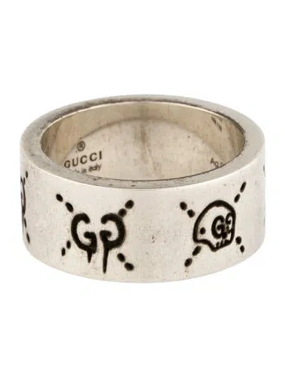 Pre-owned Gucci Ghost Wide Ring In Multi