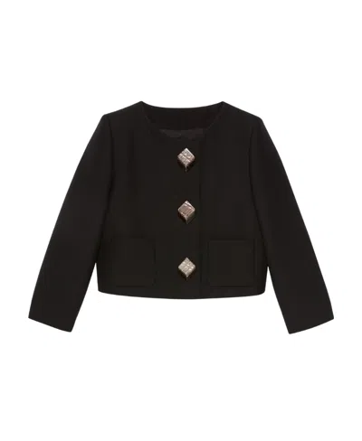 Gucci Giacca Cropped Geometric-button Jacket In Black