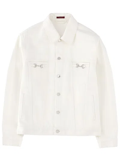 Gucci Giacca In Denim Con Morsetti In White