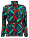 Gucci Giacca In Seta Stampata Jackets Blue In Multi