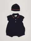Gucci Two-piece Cotton Gift Set With Web In Blue