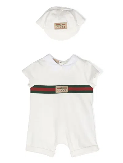 Gucci Babies' Web-stripe Shorties In White