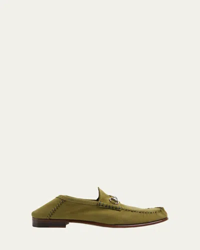 Gucci Gigi Horsebit 1953 Suede Mocassin Loafers In Green