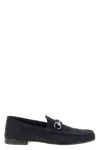 Gucci Round Toe Loafers With Metal Buckle Detail In Blue