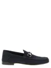 Gucci Round Toe Loafers With Metal Buckle Detail In Blue
