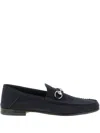 Gucci Round Toe Loafers With Metal Buckle Detail In Blue