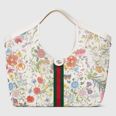 Gucci Giglio Flora Large Tote Bag In White