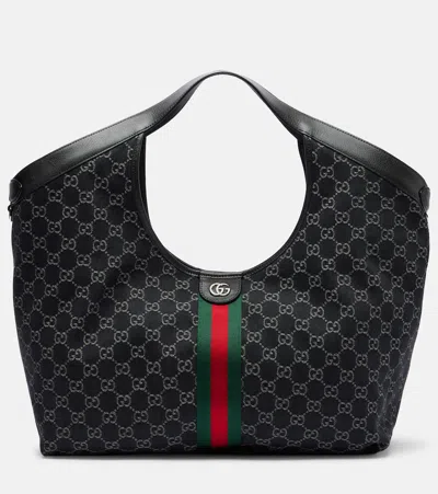 Gucci Giglio Large Gg Canvas Tote Bag In Black