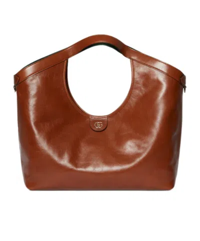 Gucci Grosser Giglio Gg Tote Bag In Brown