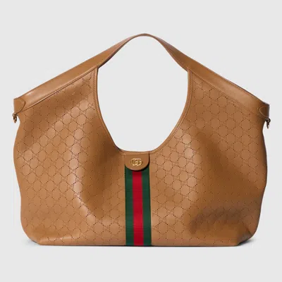 Gucci Giglio Large Tote Bag In Brown