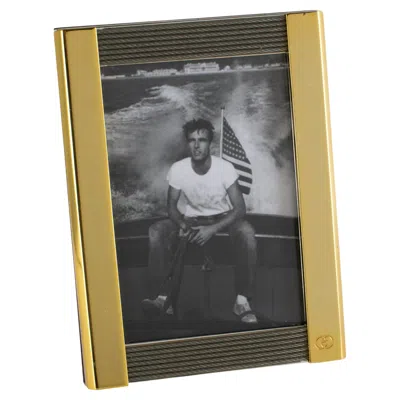 Pre-owned Gucci Gilded Metal And Steel Picture Frame With Nautical Decor, Circa 1980 In Brown