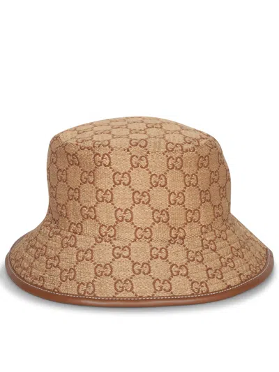 Gucci Ginevra Bob Beige-orange Bucket Hat In Brown