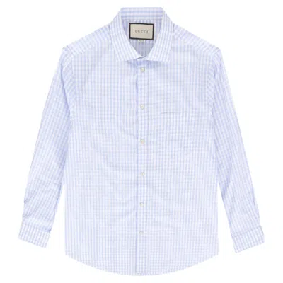 Pre-owned Gucci Gingham Cotton Shirt In Gray