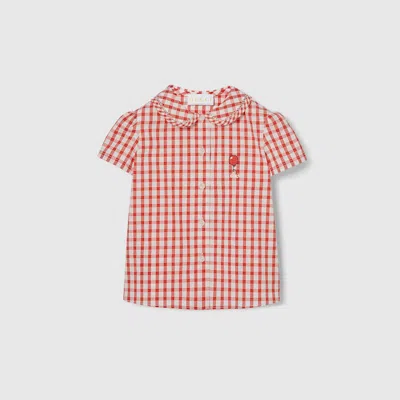 Gucci Babies' Gingham Cotton Shirt In Multi