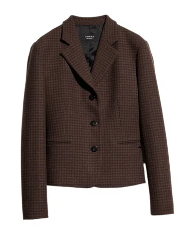 Gucci Gingham Jacket With Tag In Brown