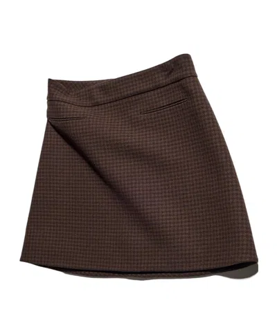 Gucci Gingham Mini Skirt In Brown