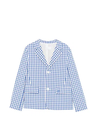 Gucci Kids' Gingham Pocket Blazer In Blue