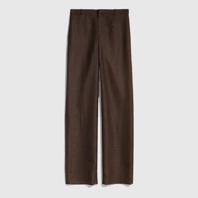Gucci Gingham Polyester Wool Pants In Brown