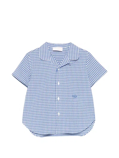 Gucci Babies' Gingham Shirt In Blue