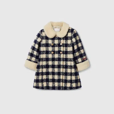 Gucci Babies' Gingham Wool Coat In Multi