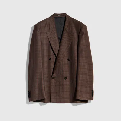 Gucci Gingham Wool Jacket In Brown