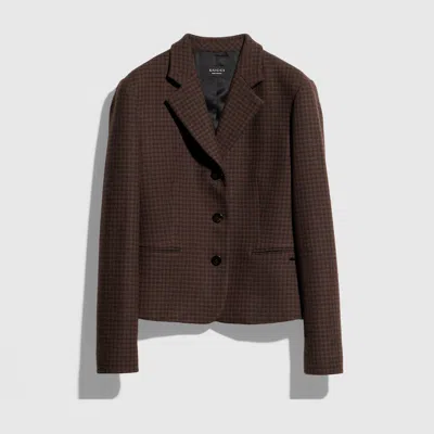 Gucci Gingham Wool Jacket With Tag In Brown