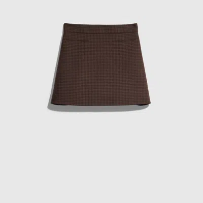 Gucci Gingham Wool Mini Skirt In Brown