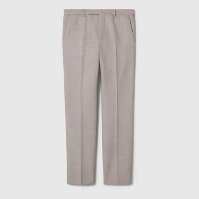 Gucci Gingham Wool Pants In Blue