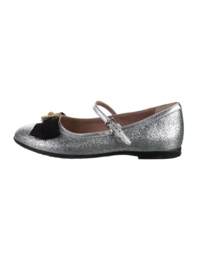 Pre-owned Gucci Babies' Girl's Bee Mary Jane Flats In Silver