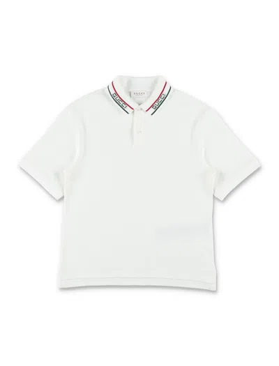 Gucci Kids'  Girl's Cotton Stretch Polo T-shirt In White