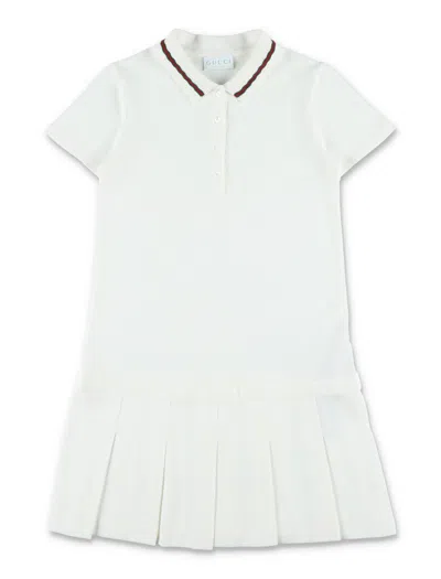 Gucci Girl's Mini Cotton Piqué Polo Dress In New White